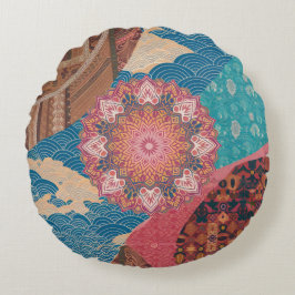 Almofada Redonda Unidade no Travesseiro decorativo de Fusão Cultura