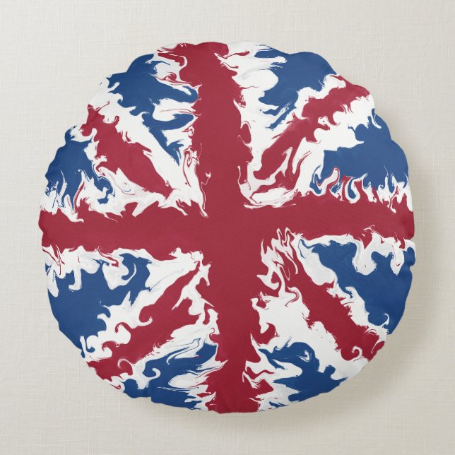 Almofada Redonda Union Jack Liquid Art (Frente)