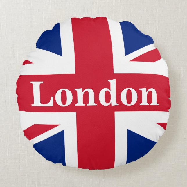Almofada Redonda Union Jack London ~ British Flag (Frente)