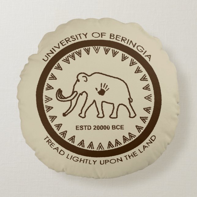 Almofada Redonda Universidade de Beringia Mammoth (Frente)