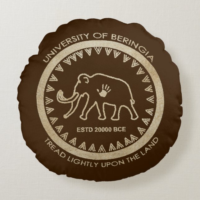 Almofada Redonda Universidade de Beringia Mammoth (Frente)