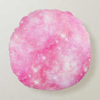 Almofada Redonda Universo Galáxico Rosa