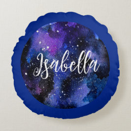 Almofada Redonda Universo Púrpura de Watercolor
