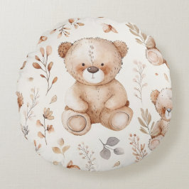 Almofada Redonda Urso Beige Bonito