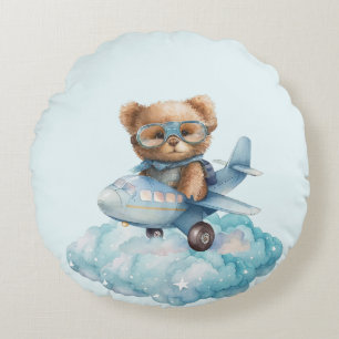 Almofada Redonda Urso Chá de fraldas Presente Garoto Azul Urso