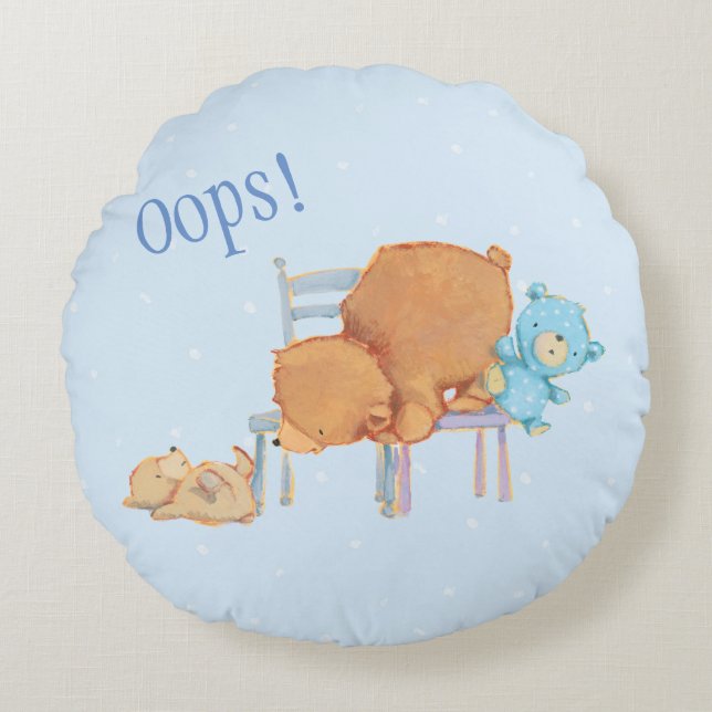 Almofada Redonda Urso de Brown grande, chita, & cadeiras flexíveis (Frente)