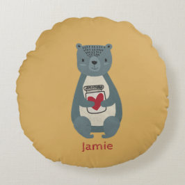 Almofada Redonda Urso de Cinza bonito