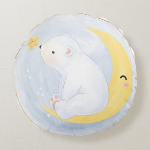 ALMOFADA REDONDA URSO DE POLAR BRANCO DE BEBÊ BRANCO NA METADE DA 
