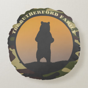 Almofada Redonda Urso em pé e Camo