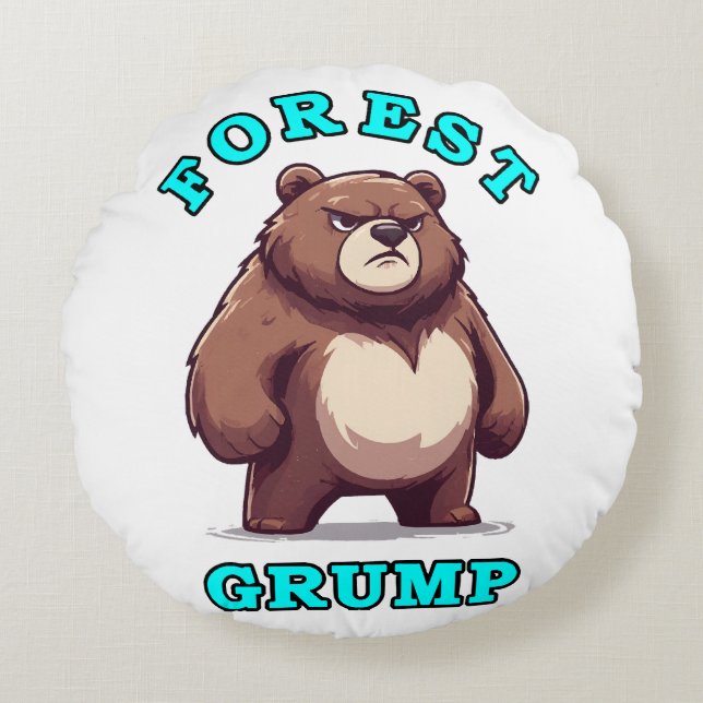 Almofada Redonda Urso Engraçado (Frente)