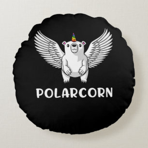 Almofada Redonda Urso Polar Branco Unicorn Funny Animal Ártico