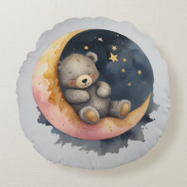 Almofada Redonda Urso Sonolento na Lua
