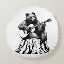 Almofada Redonda Urso Tocando Travesseiro decorativo Redondo De Vio