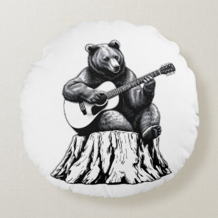 Almofada Redonda Urso Tocando Travesseiro decorativo Redondo De Vio