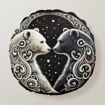 Ursos Brancos e Pretos em um Desenho Yin Yang