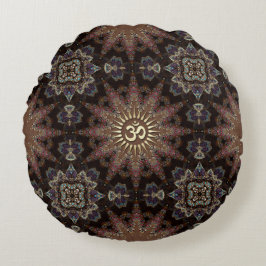 Almofada Redonda V3-Vintage Bohemian Spirit OM Yoga Round Cushion