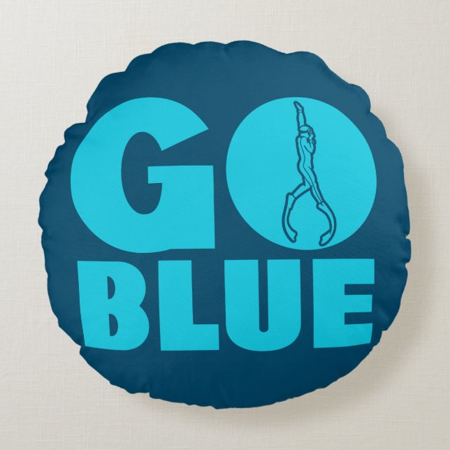 Almofada Redonda Vá para o azul (Frente)