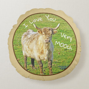 Almofada Redonda VACA/"EU TE AMO MUITO MOO" Travesseiro redondo