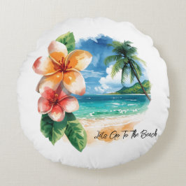 Almofada Redonda Vacation, Lets Go To The Beach 