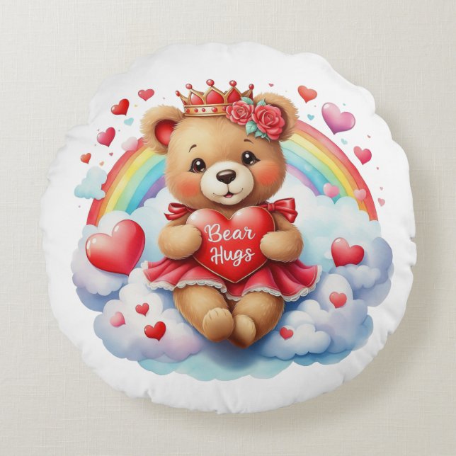 Almofada Redonda Valentine Bear Throw Pillow (Frente)
