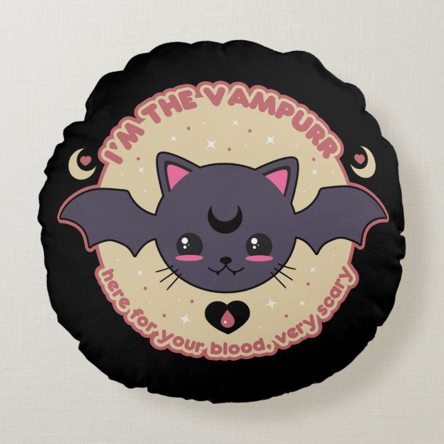 Almofada Redonda Vampurr Creepy Cute Halloween (Frente)