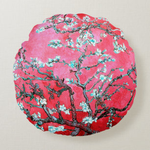 Almofada Redonda Van Gogh Almond Blossoms vermelho azul