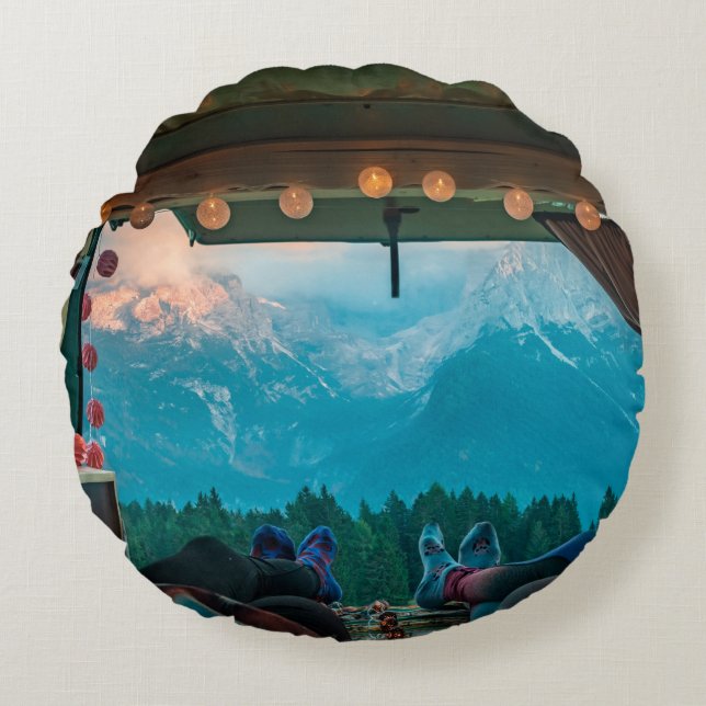 Almofada Redonda Van Life in Mountains Dolomiti di Brenta, Italyvan (Frente)