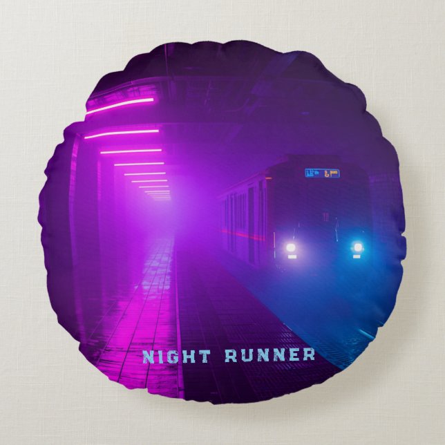 Almofada Redonda Vapor Retro Synthwave (Frente)