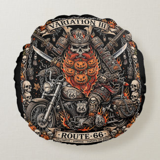 Almofada Redonda Variação III Rota 66 Lançamento, Samurai Abóbora B