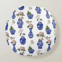 Vasos e flores azuis de Chinoiserie 