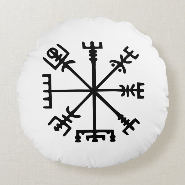 Almofada Redonda Vegvísir (Viking Compass) (Frente)