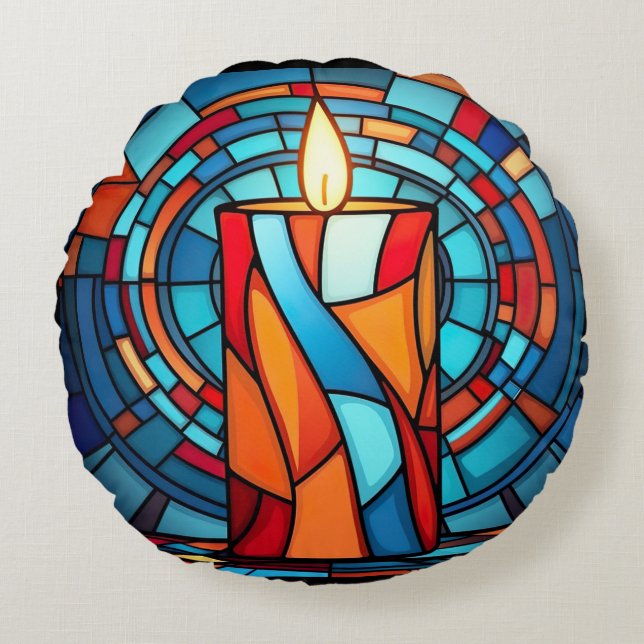 Almofada Redonda Vela de Natal dos anos 60 (Frente)