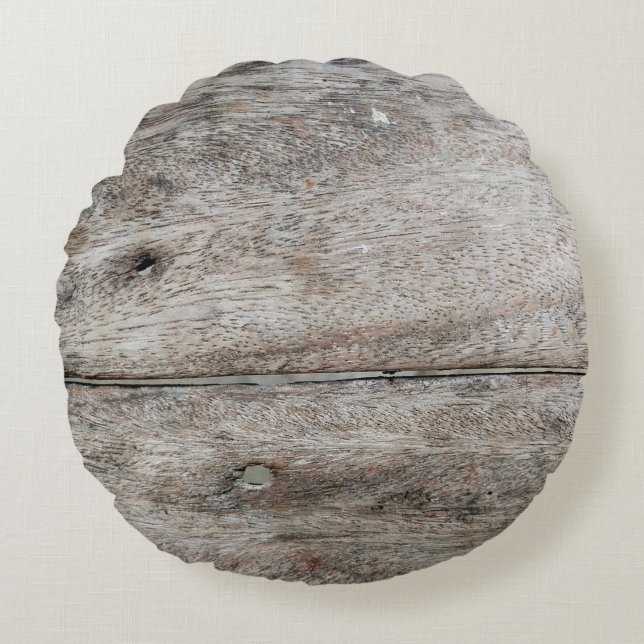 Almofada Redonda Velha prancha de madeira fechada como fundo (Frente)