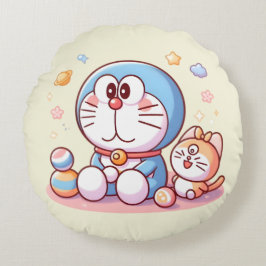 Almofada Redonda Venha Venha Gato E Doraemon
