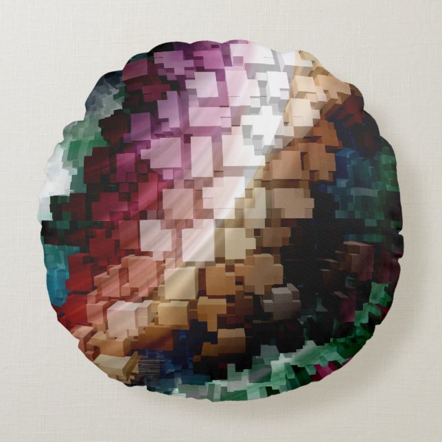 Almofada Redonda Vento Escuro Cubo Centrado (Frente)