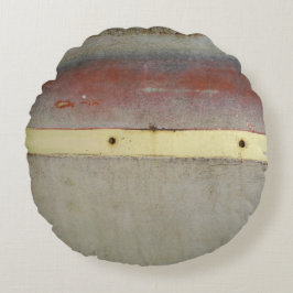 Almofada Redonda Verde desbotado, Vermelho, Azul e Amarelo enferruj