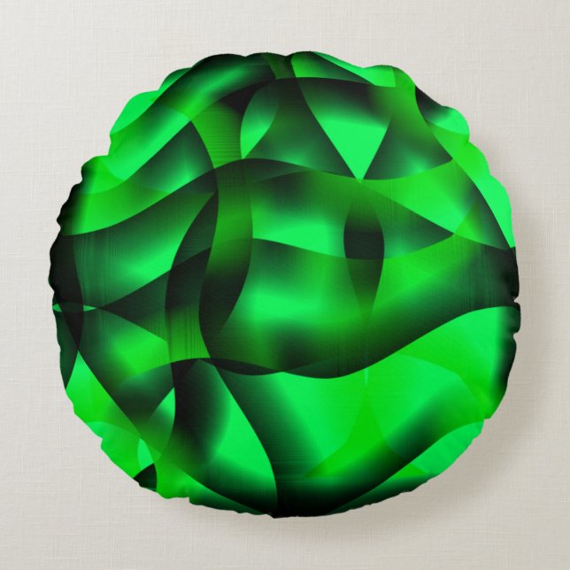 Almofada Redonda Verde limão e coalhada negra, com sombra? (Frente)