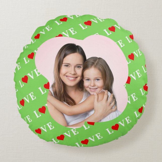 ALMOFADA REDONDA VERDE LIMÃO NA MODA LOVE (Frente)