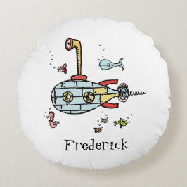 Almofada Redonda Verde Submarino Personalizado com Pontos