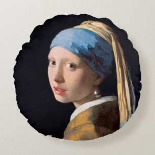 Almofada Redonda Vermeer Girl com brincadeira