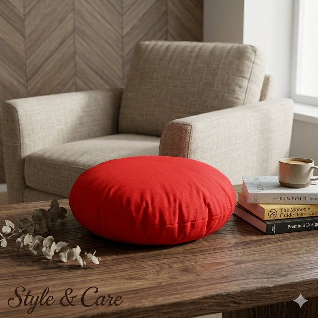 Almofada Redonda Vermelha Sólida para Acentos Ousa (Solid Red Round Pillow for Bold and Cozy Accents)
