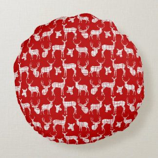 Almofada Redonda Vermelho com Travesseiro redondo branco