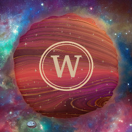 Almofada Redonda Vermelho Laranja e Roxos Espargos com Inicial