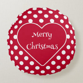 Almofada Redonda Vermelho + Pontos Brancos Polka