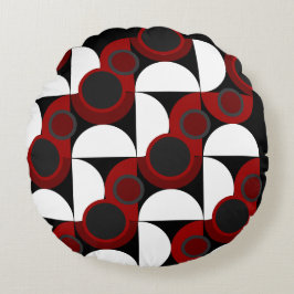 Almofada Redonda Vermelho, preto e cinza moderno do século médio