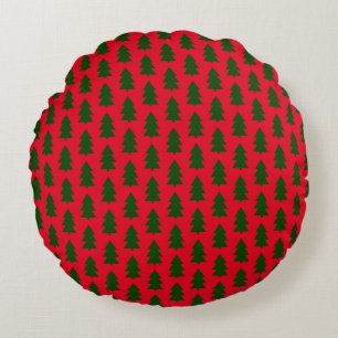 Almofada Redonda Vermelho verde árvore de Natal