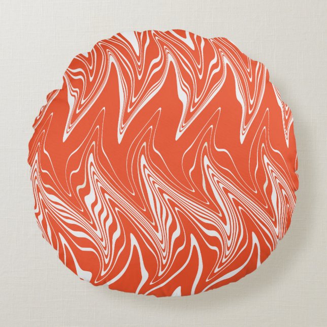 Almofada Redonda Vermelhos - Laranja e Branco (Frente)