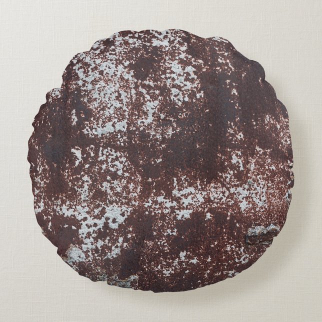 Almofada Redonda Very old rusted sheet iron. Textured metal surface (Frente)
