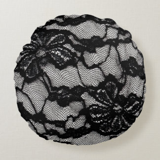 Almofada Redonda Vestidos preto e branco abstrato como fundo