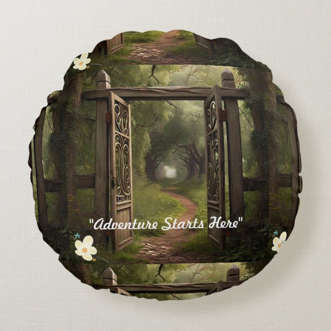 Almofada Redonda "Viagem de transformação" (Frente)